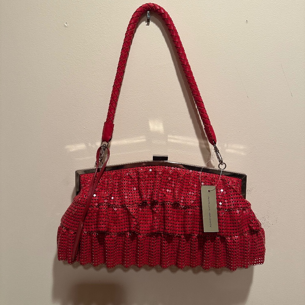 Red funky fun Adrienne Vittadini mesh Handbag